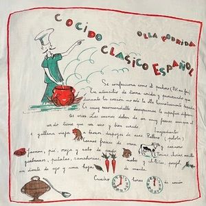 Vintage Spanish recipe handkerchief